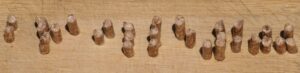 the lettering made of pellets.