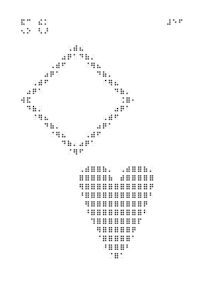The image shows a white page featuring two forms made from Braille dots. The two large shapes dominate the page: a square resting on one of its corners and a filled heart.